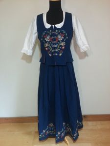 Dark Blue Dirndl Traditional Dress(B-38 1/2' W-27')