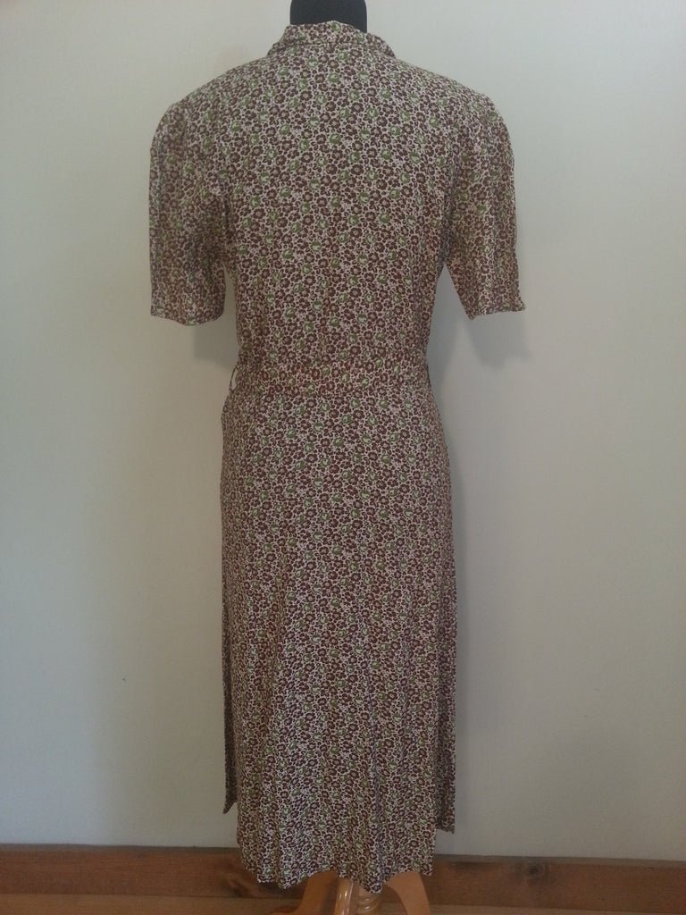 German Green/Brown Button Down Dress(B-39' W-32' H-39') — image 5