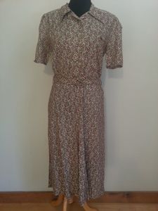 German Green/Brown Button Down Dress(B-39' W-32' H-39')