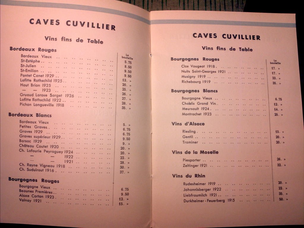 1933 French Wine Menu Caves Cuvillier Champs-Elysees Paris — image 5