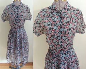 Print Button-Down Dress(B-38' W-24'---)