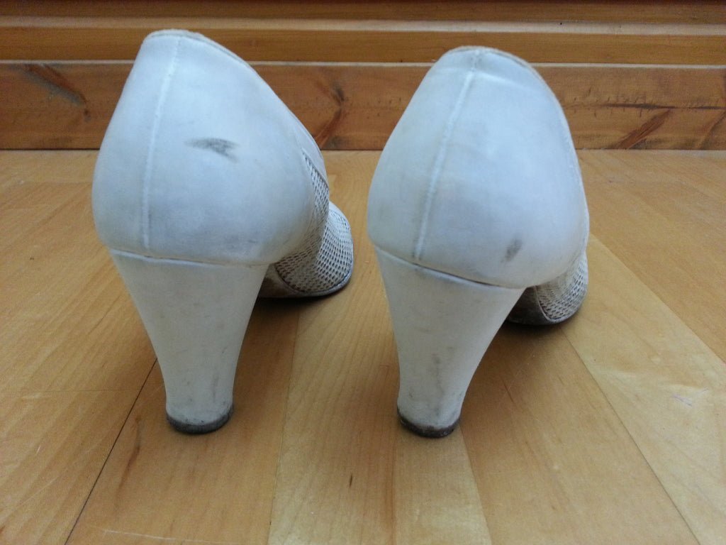 1940s White Peep Toe Heels(Size 8 1/2 aaa) — image 6