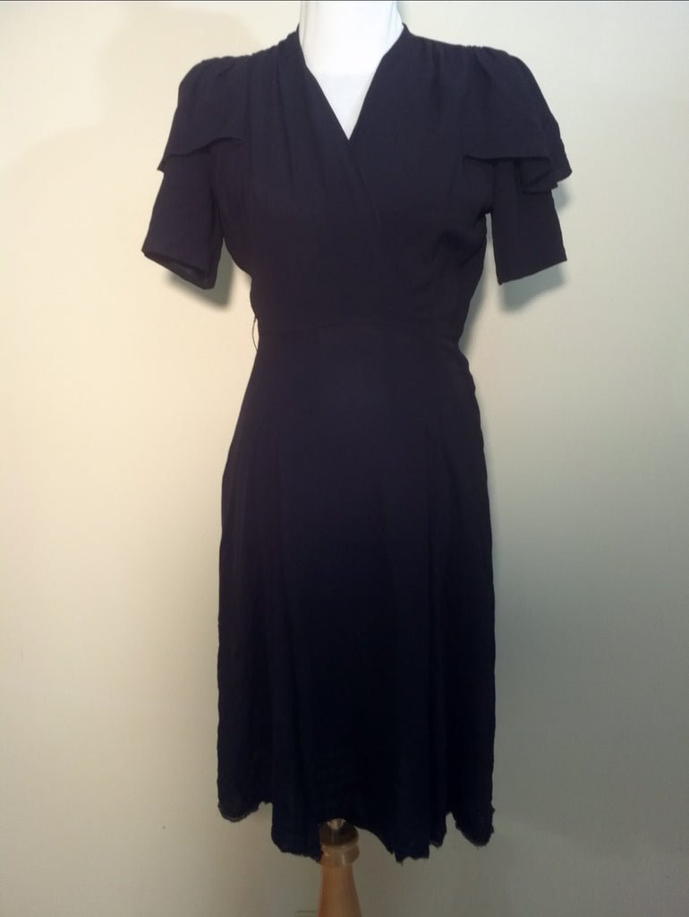 Black Crepe Rayon Dress w/ Accented Sleeves(B-38 1/2' W-27' H-38') — image 2