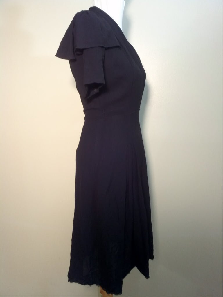 Black Crepe Rayon Dress w/ Accented Sleeves(B-38 1/2' W-27' H-38') — image 3