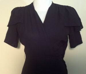 Black Crepe Rayon Dress w/ Accented Sleeves(B-38 1/2' W-27' H-38')