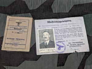 Original German Oilcloth Identification and Weapon Permit
