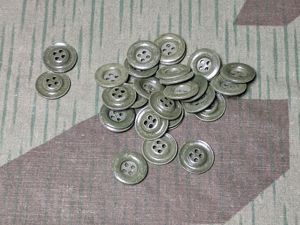 Original Feldgrau Shirt Buttons Dished Metal 14mm 4 Hole