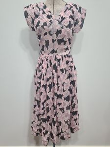 Pink and Black Flower Dress(B-32' W-23' H-full)