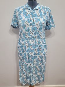 Soviet Blue Flower Print Dress(B-39' W-37' H-48')