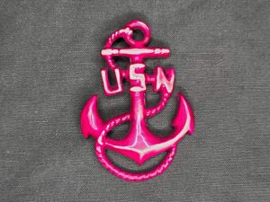 Red Celluloid US Navy Anchor Sweetheart Pin