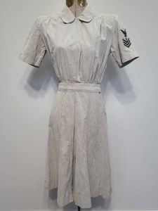 US Navy WAVES Seersucker Work Uniform Dress(B-36' W-24.5' H-34')