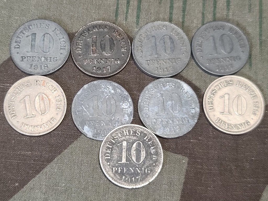 WWI Dated 10 Pfennig Coins (Lot of 9) — image 4