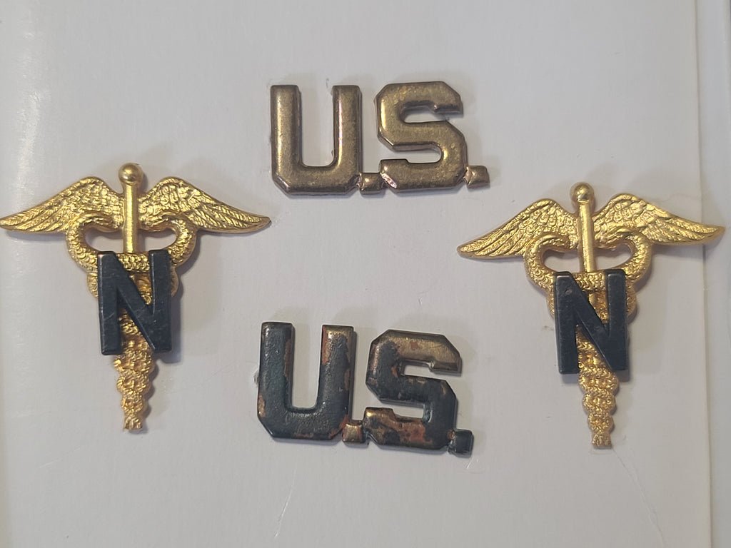 Army Nurse and U.S. Insignia Pins in Box — image 2