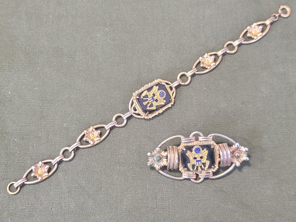 Army Eagle & Flowers Sweetheart Bracelet and Pin Set — image 2