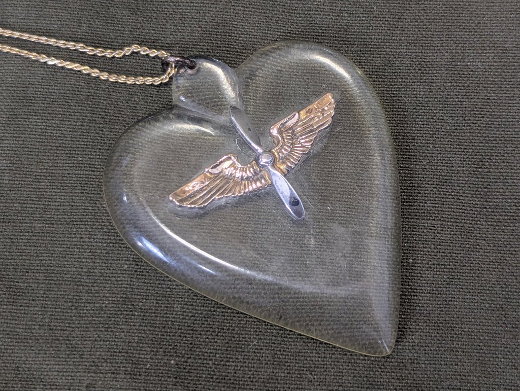 Army Air Corps Lucite Heart Necklace — image 3