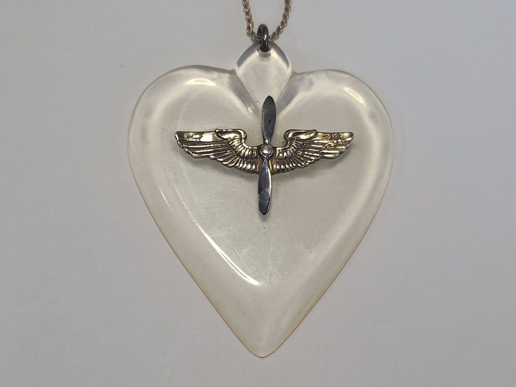 Army Air Corps Lucite Heart Necklace — image 6