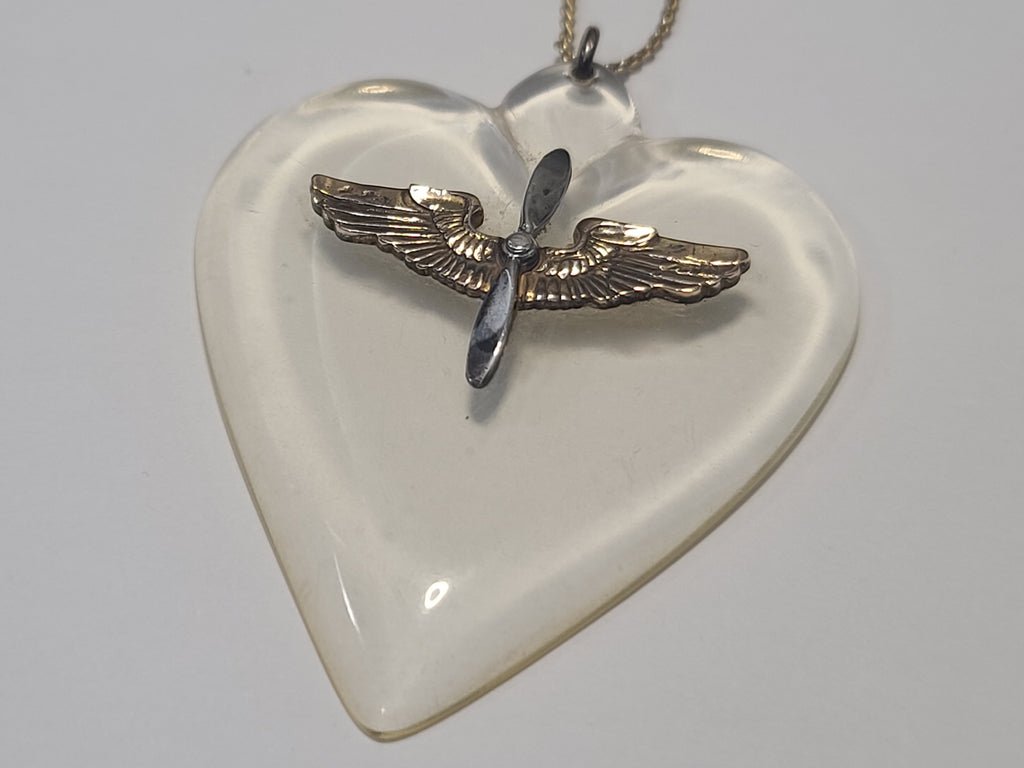 Army Air Corps Lucite Heart Necklace — image 7