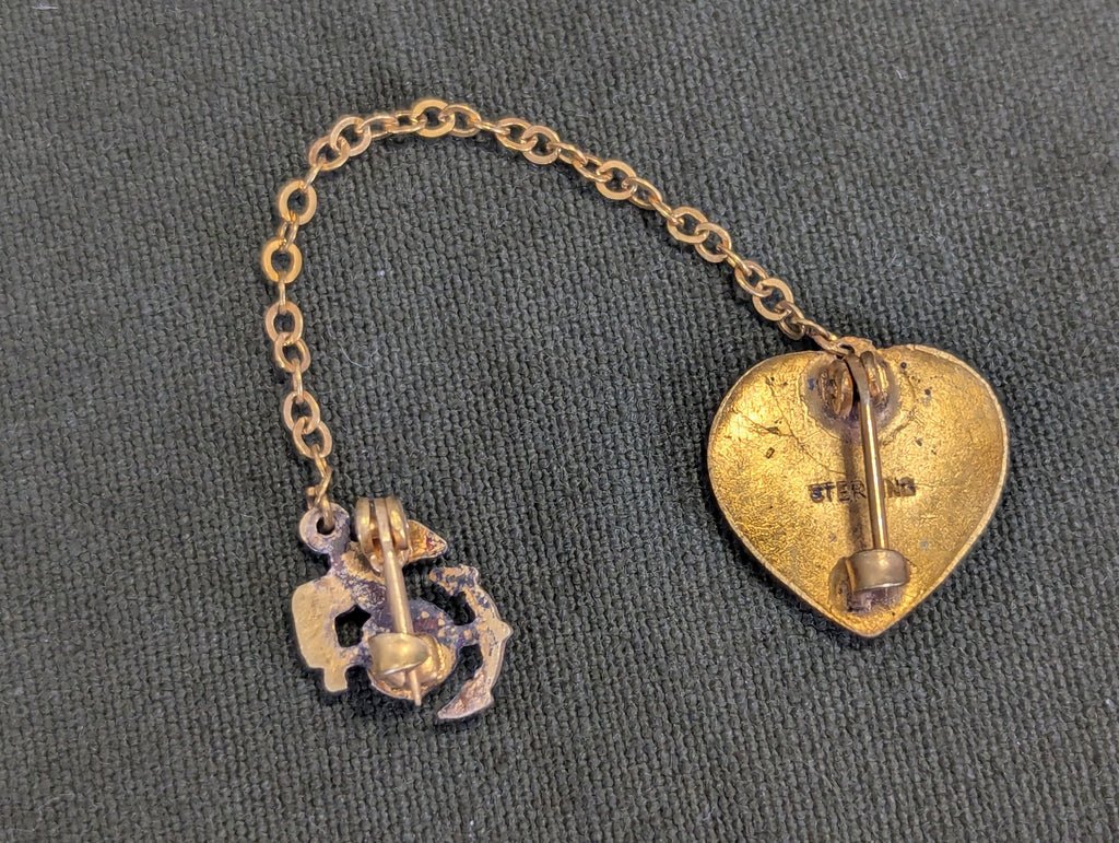 Always in my Heart USMC Sweetheart Chain Pin Sterling NOS — image 3