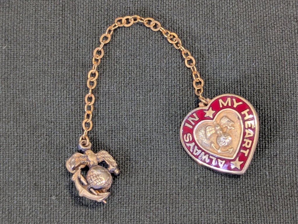 Always in my Heart USMC Sweetheart Chain Pin Sterling NOS — image 4
