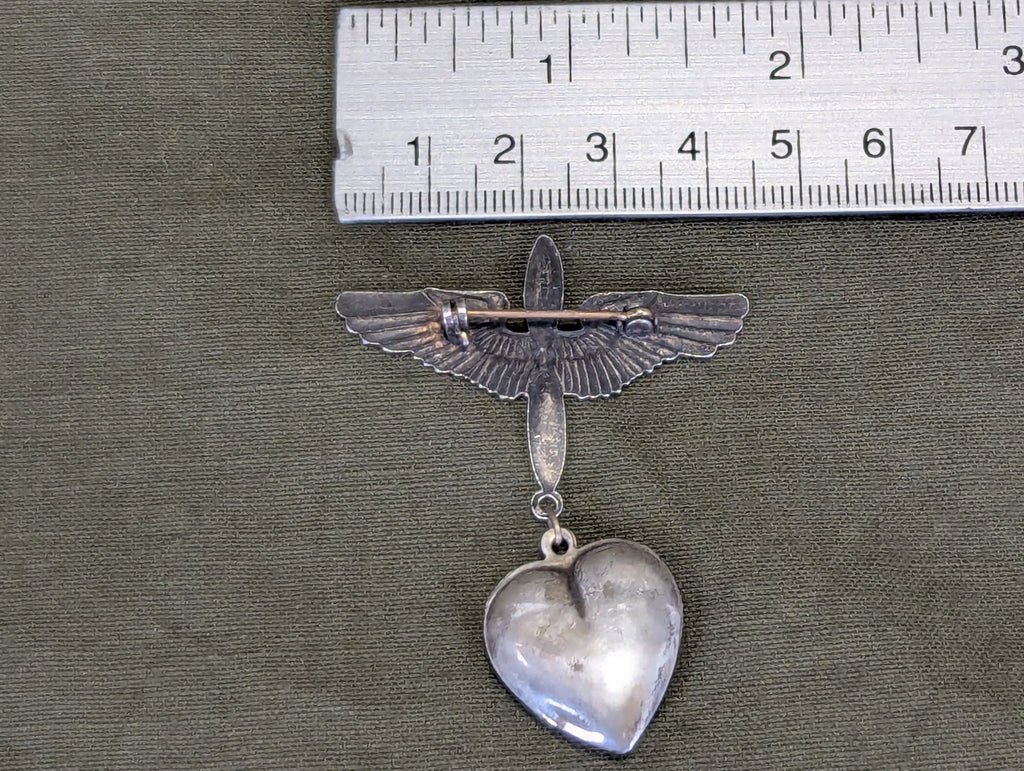 Army Air Corps Puffy Heart Sweetheart Pin Sterling — image 2