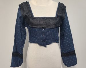 Dark Blue German Traditional Dirndl Blouse(B-37' W-31)