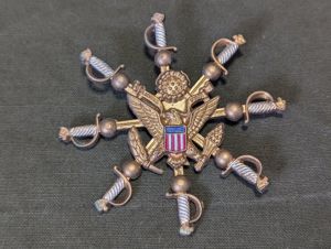 Celluloid Army Eagle and Sword Sweetheart Pin