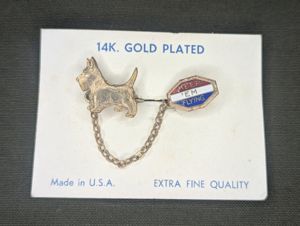 Keep Em Flying Scottie Dog Chain Pin on Card