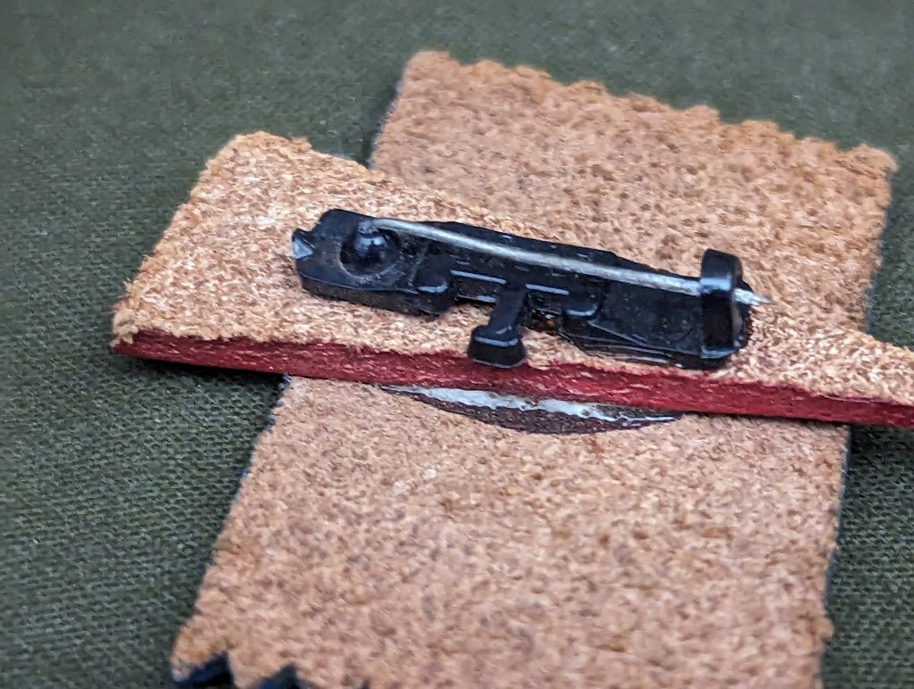 My Man is in the Army No Trespassing Leather Sign Pin — image 4