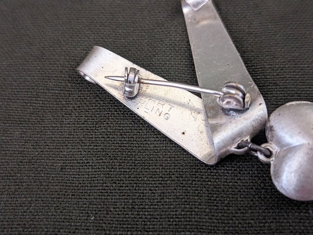 V for Victory Puffy Heart Army Sweetheart Pin Sterling — image 3