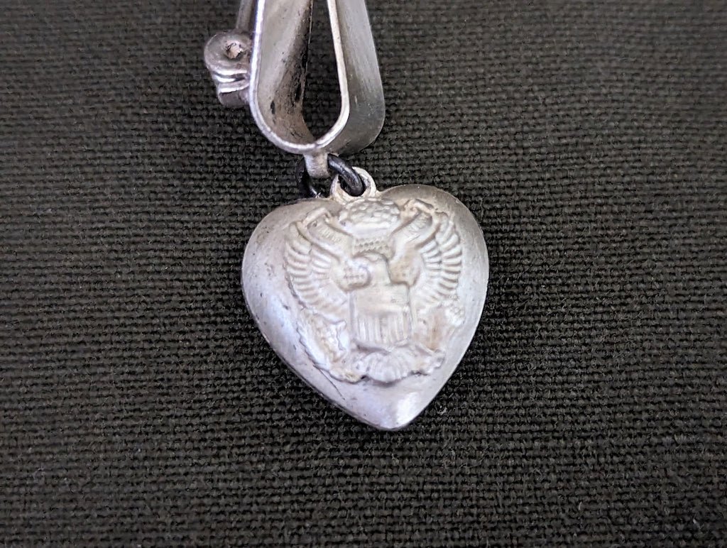 V for Victory Puffy Heart Army Sweetheart Pin Sterling — image 4