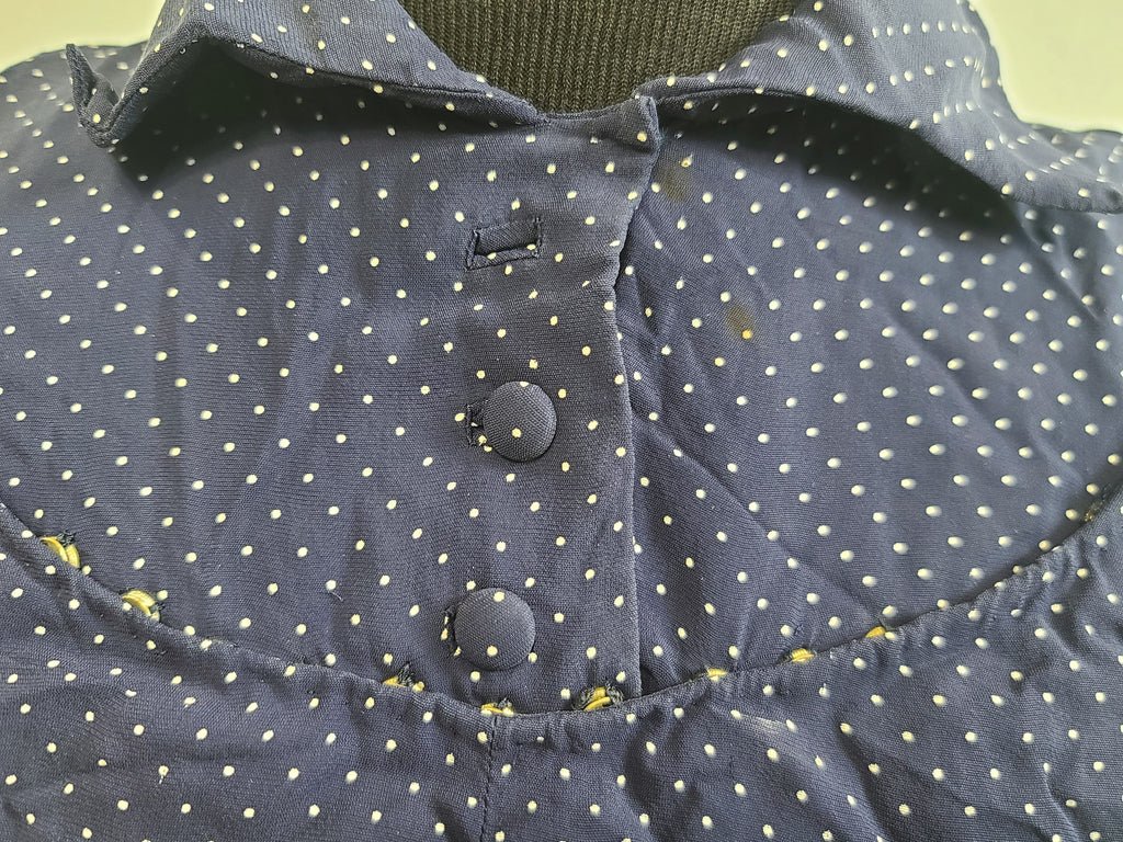 German Blue Dress with White Trim and Detachable Collar(B-36' W-28' H-41') — image 11