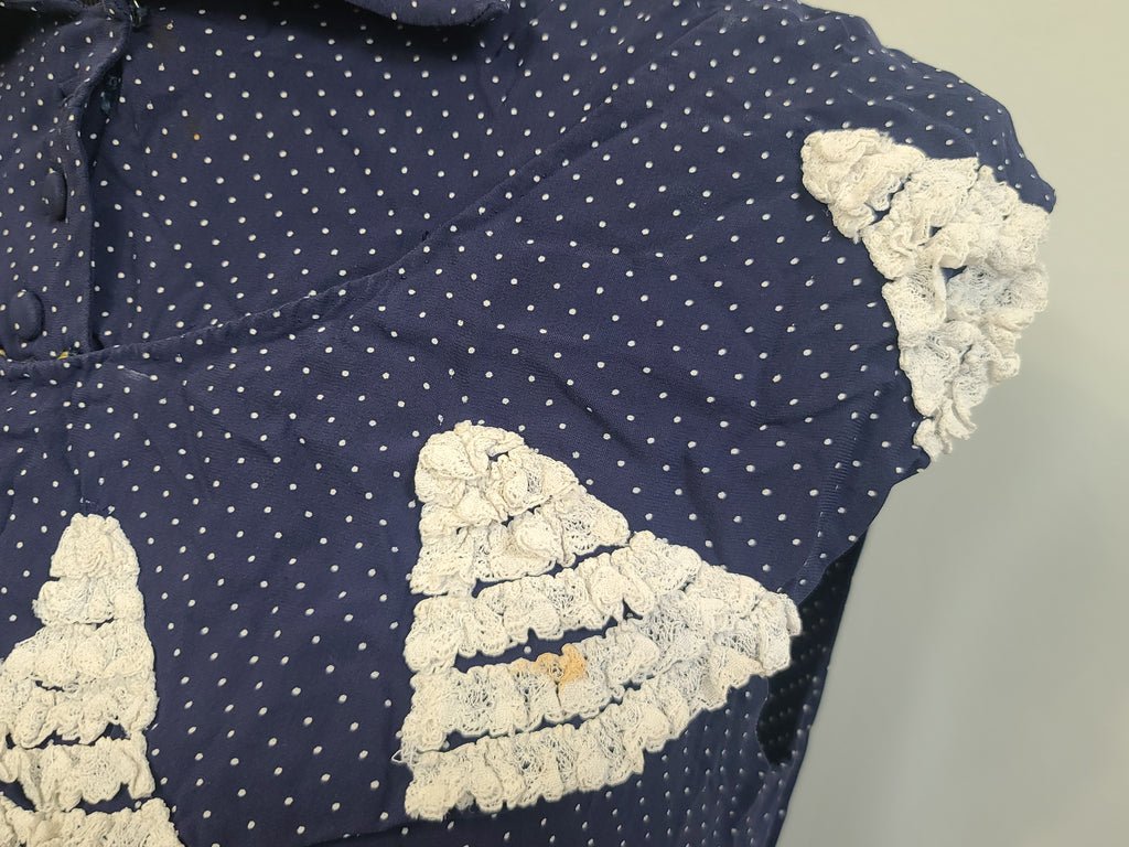 German Blue Dress with White Trim and Detachable Collar(B-36' W-28' H-41') — image 12