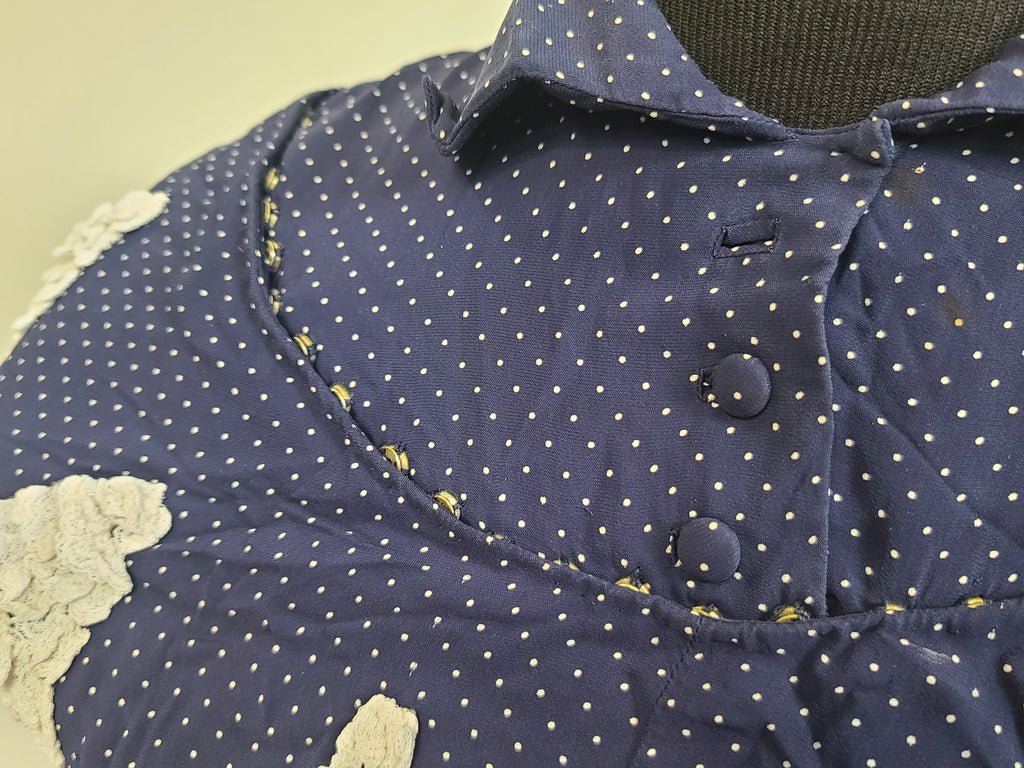 German Blue Dress with White Trim and Detachable Collar(B-36' W-28' H-41') — image 13