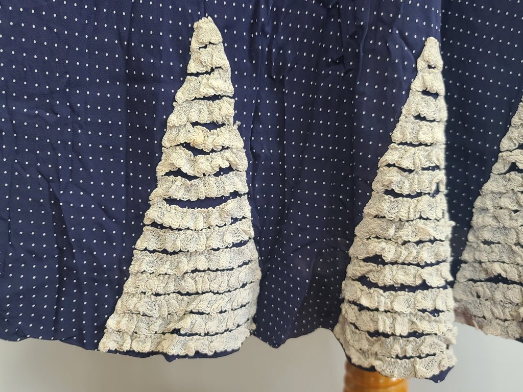 German Blue Dress with White Trim and Detachable Collar(B-36' W-28' H-41') — image 16