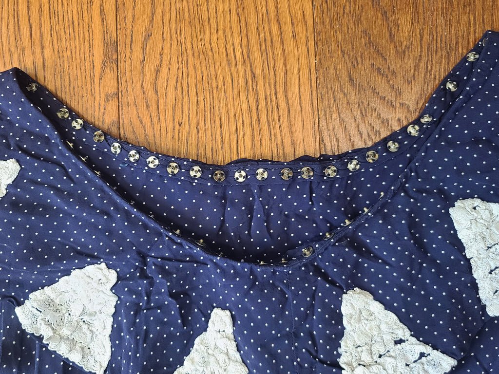 German Blue Dress with White Trim and Detachable Collar(B-36' W-28' H-41') — image 22