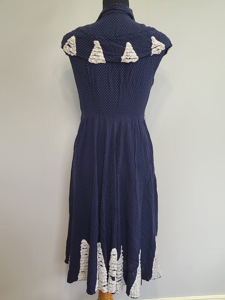 German Blue Dress with White Trim and Detachable Collar(B-36' W-28' H-41') — image 3