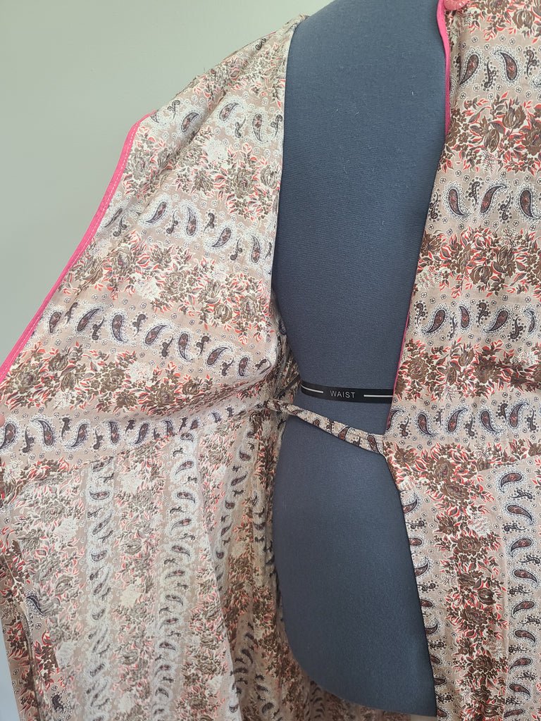 Pink and Brown Paisley Flower Print Wrap Dress(B-44' W-35' H-46') — image 13