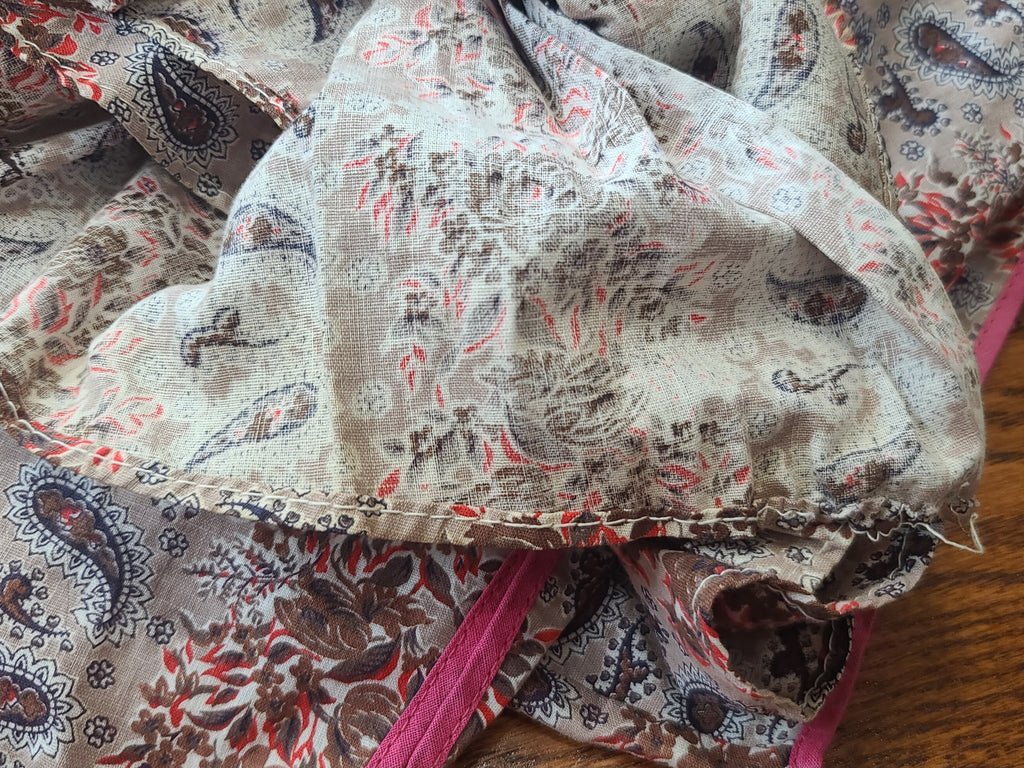 Pink and Brown Paisley Flower Print Wrap Dress(B-44' W-35' H-46') — image 15