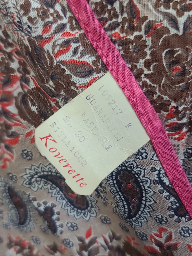 Pink and Brown Paisley Flower Print Wrap Dress(B-44' W-35' H-46') — image 9