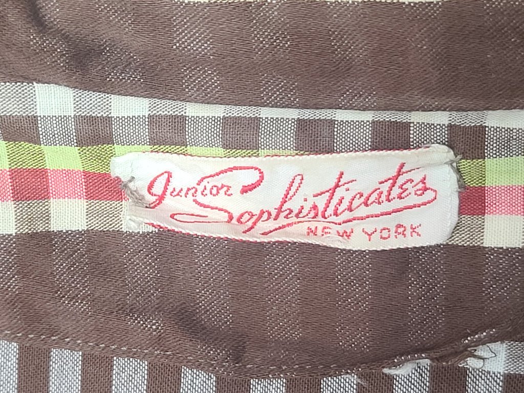 Brown Plaid Stripe Peplum Dress(B-34' W-24' H-34') — image 15