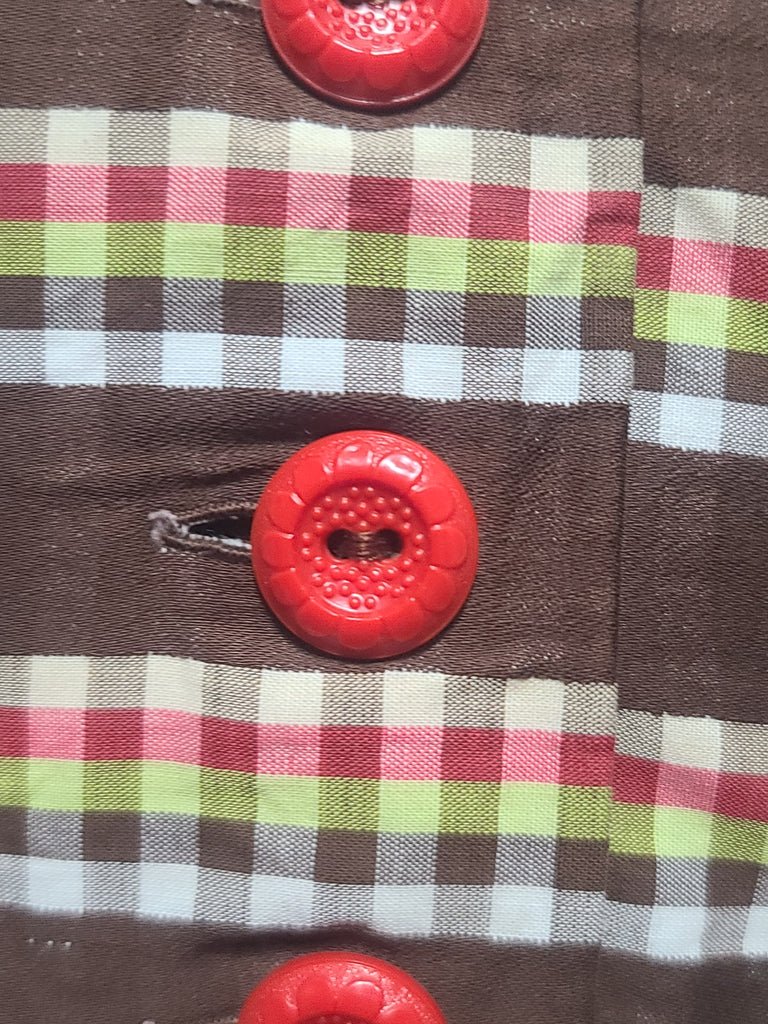 Brown Plaid Stripe Peplum Dress(B-34' W-24' H-34') — image 7