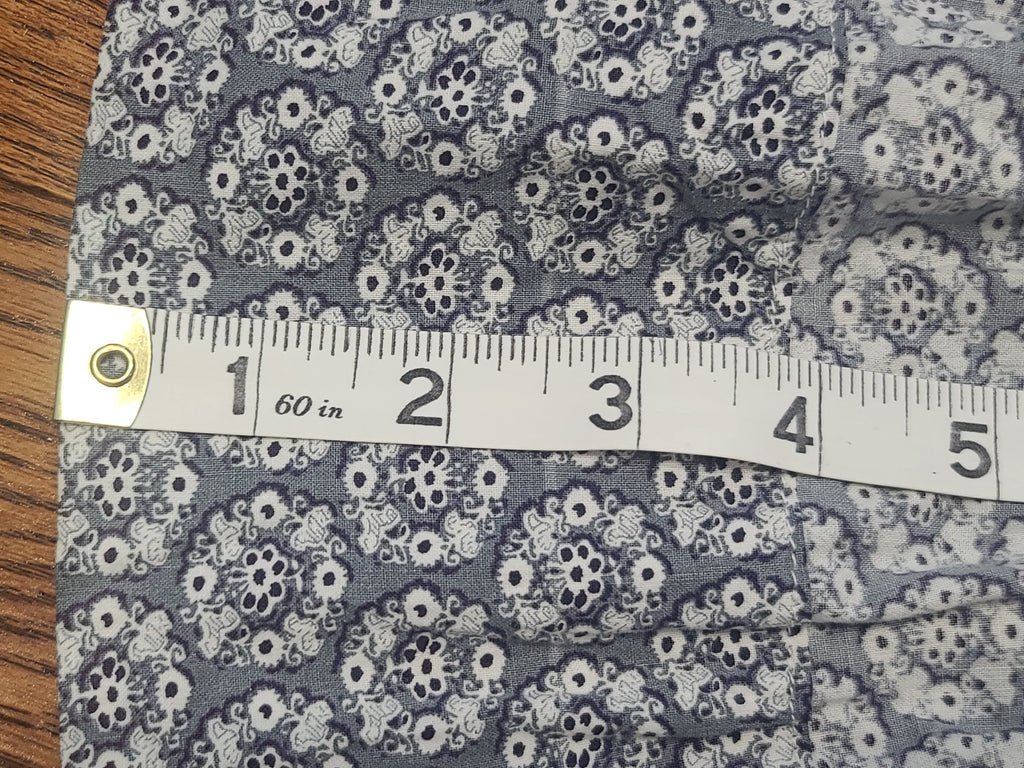 Blue Gray Print Dress with Red Trim(B-36' W-27' H-35') — image 15