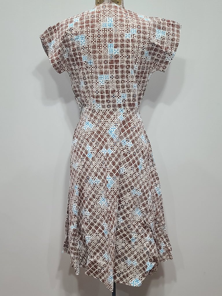 Blue and Brown Print Dress(B-34' W-24.5' H-37') — image 2