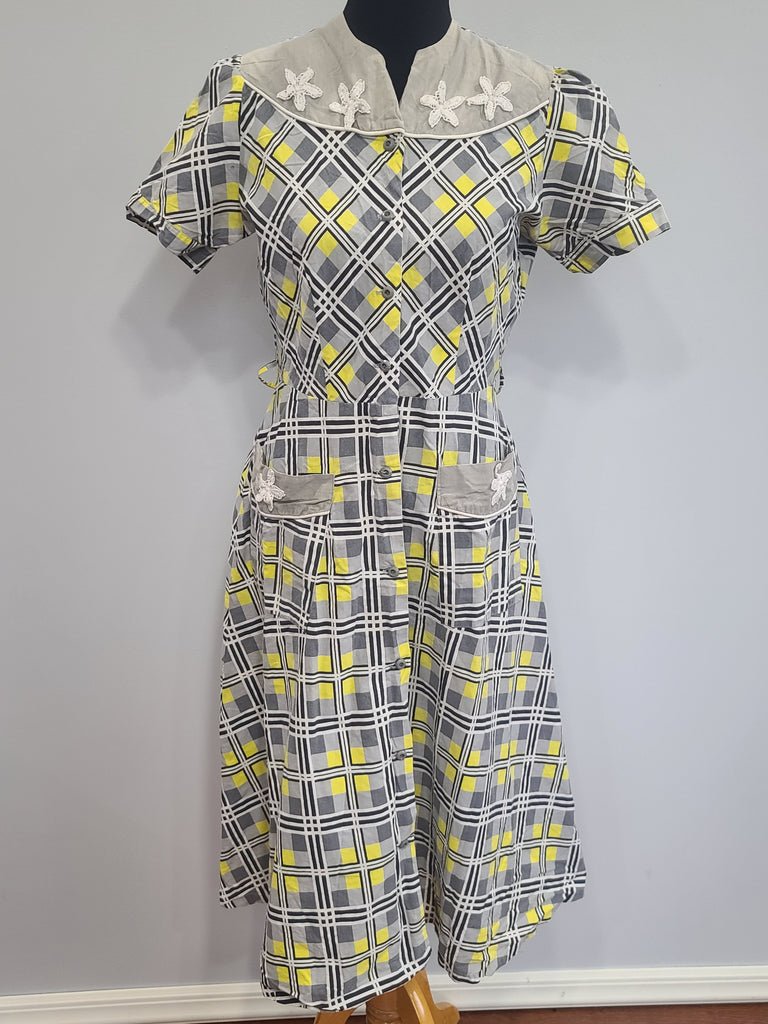 Gray and Yellow Plaid Dress(B-38' W-29' H-34') — image 14