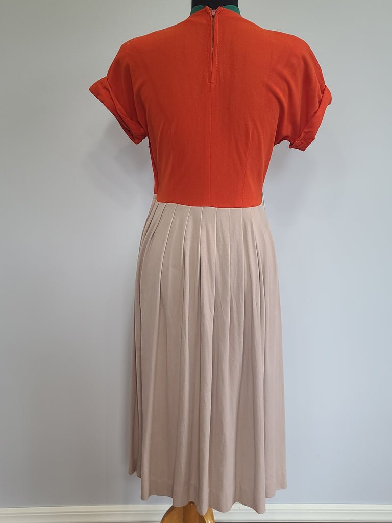 Bright Orange Green and Tan Dress(B-38' W-27' H-42') — image 2