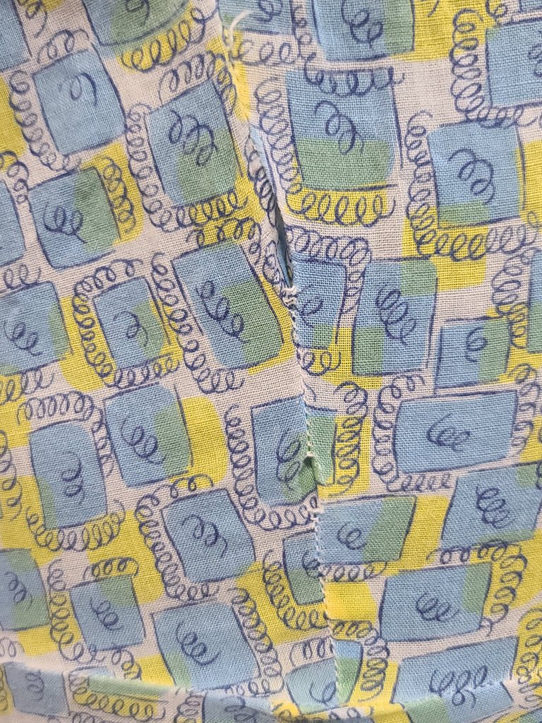 Blue and Yellow Print Dress(B-41' W-34' H-41') — image 10