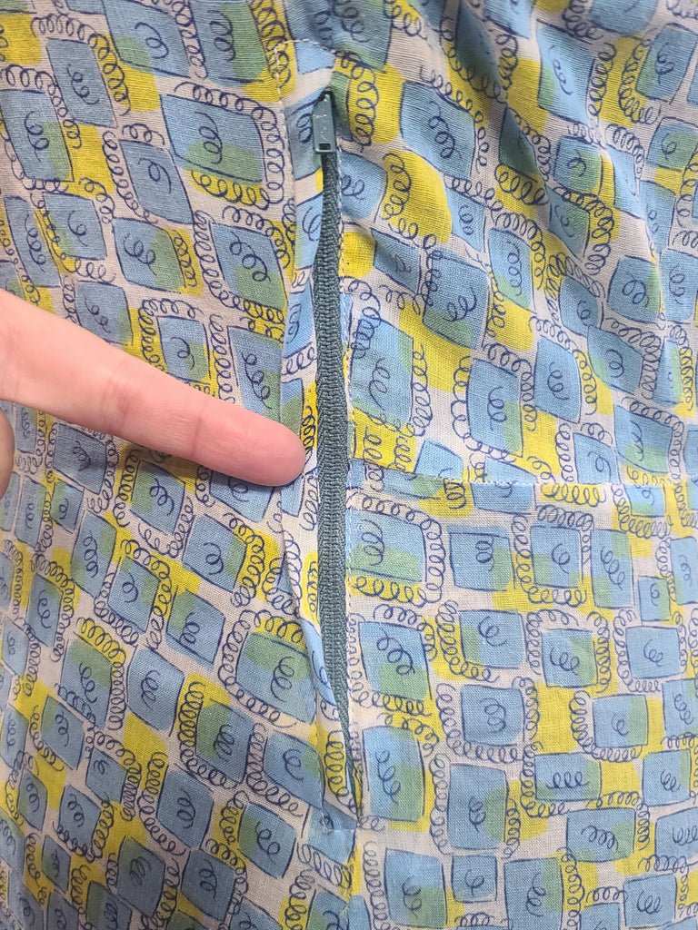 Blue and Yellow Print Dress(B-41' W-34' H-41') — image 11