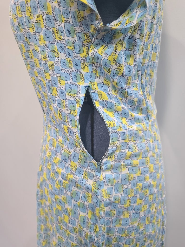 Blue and Yellow Print Dress(B-41' W-34' H-41') — image 12