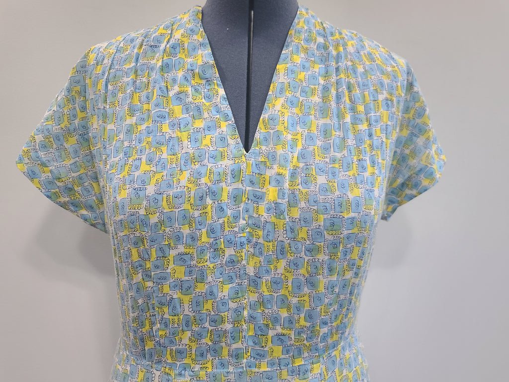 Blue and Yellow Print Dress(B-41' W-34' H-41') — image 5
