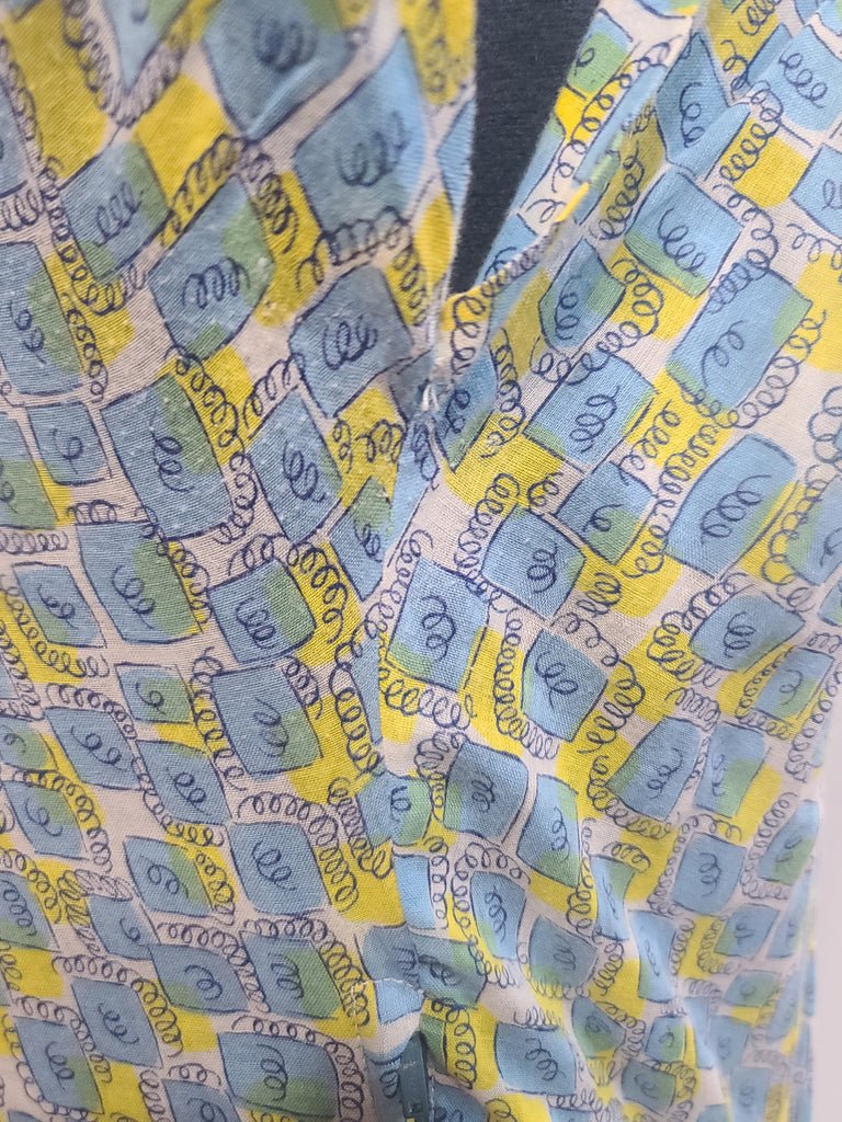 Blue and Yellow Print Dress(B-41' W-34' H-41') — image 7